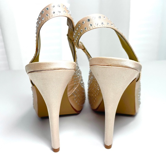 Lulu Townsend "Shania" sparkly, slingback, peep-toe, platform sandals: size 7 - Picture 5 of 13